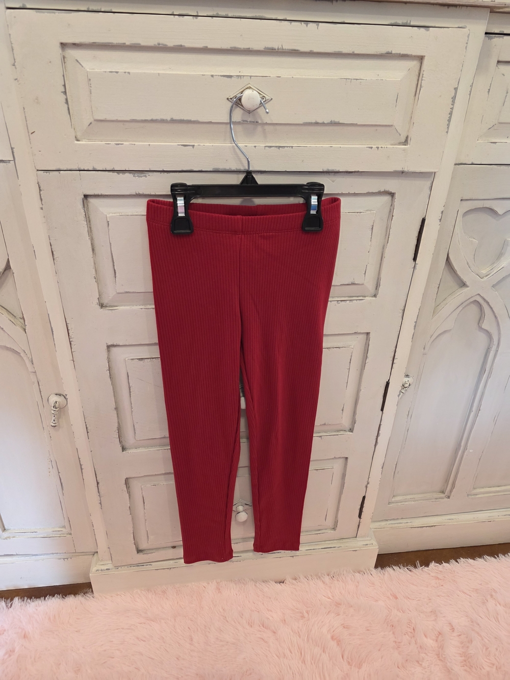 NEW Cat & Jack Kids Ribbed Red Leggings S 6/7
